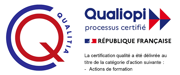 Image contenant le logo de la certification Qualiopi, délivirée à Créative Handicap au titre de la catégorie action de formation.